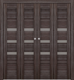 DORA VETRO GRAY OAK DOUBLE BI-FOLD BELLDINNI MODERN INTERIOR DOOR - 1