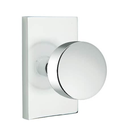 EMTEK ROUND KNOB WITH MODERN RECTANGULAR ROSETTE PASSAGE LH POLISHED CHROME (US26) 5112