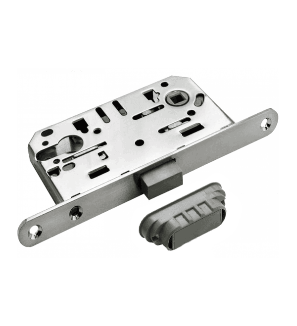 Keyed magnetic door lock satin nickel