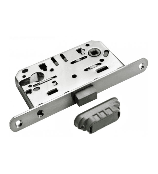 Keyed magnetic door lock satin nickel