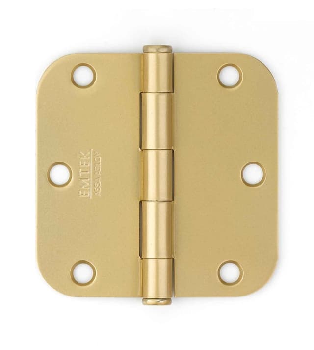 3 1/2" X 3 1/2" Residential Duty Hinge With 5/8" Radius Corners 91033 US4 Satin Brass